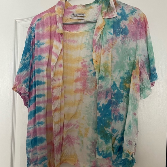 Urban Outfitters Asymmetrical tie dye button up blouse
